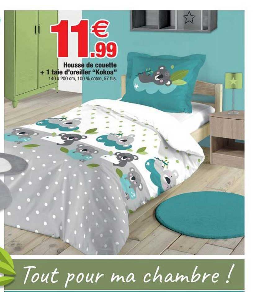 housse de couette + 1 taie d'oreiller kokoa