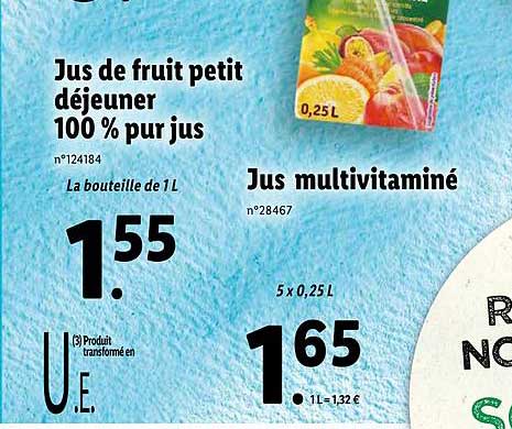 Jus De Fruit Petit Déjeuner 100% Pur Jus