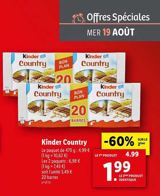 Kinder Country -60% Sur Le 2ème