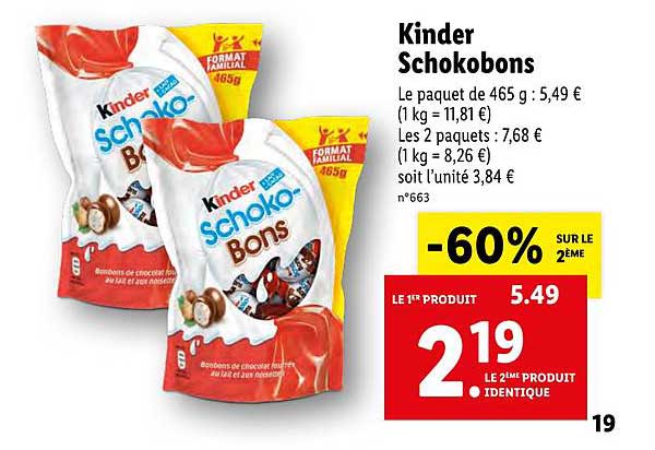 Kinder Schokobons -60% Sur Le 2ème