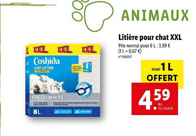 Litière Pour Chat Xxl Coshida Fresh White