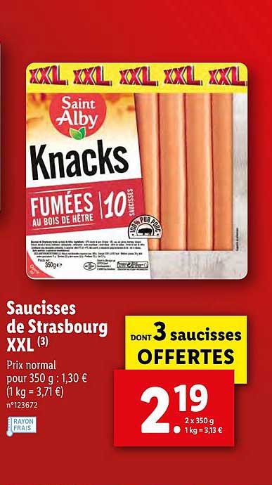 saucisses de strasbourg xxl knacks saint alby