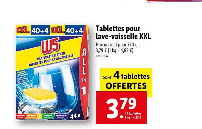 w5 tablettes pour lave vaisselle xxl