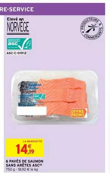 6 pavés de saumon sans arêtes asc