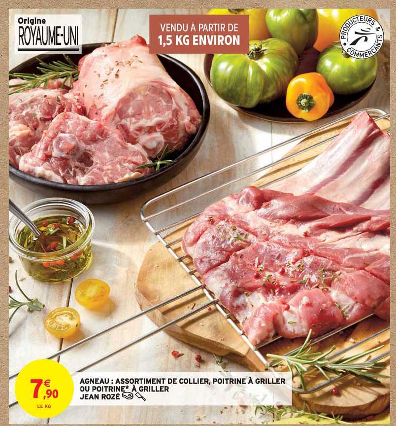 agneau : assortiment de collier, poitrine à griller ou poitrine à griller jean rozé s