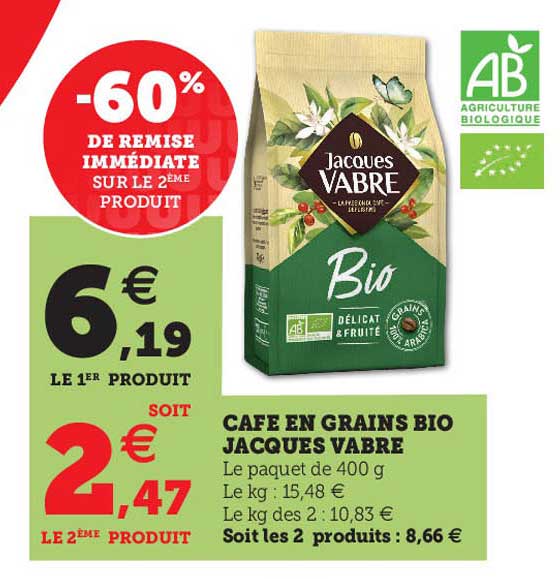 café en grains bio jacques vabre