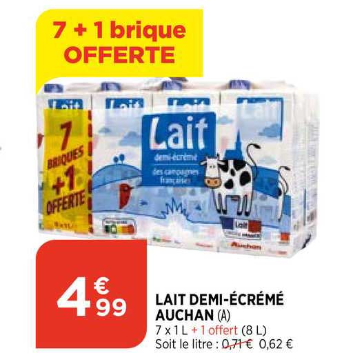 lait demi-écrémé auchan