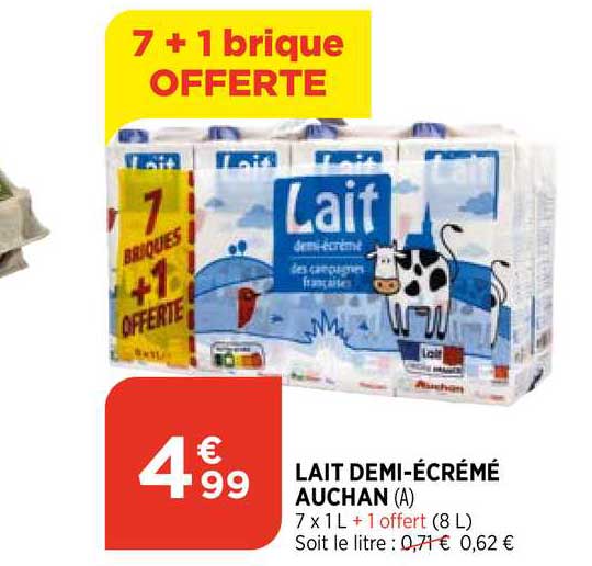 lait demi-écrémé auchan