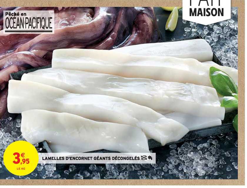 lamelles d'encornet géants décongelés