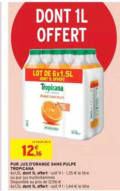 Pur Jus D'orange Sans Pulpe Tropicana