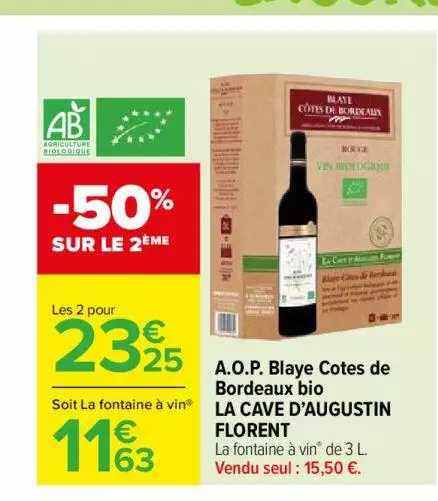 a.o.p. blaye côtes de bordeaux bio la cave d'augustin florent