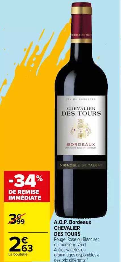 a.o.p. bordeaux chevalier des tours