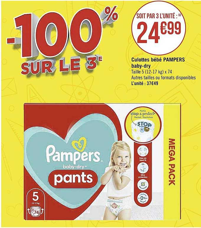 culottes bébé pampers baby-dry