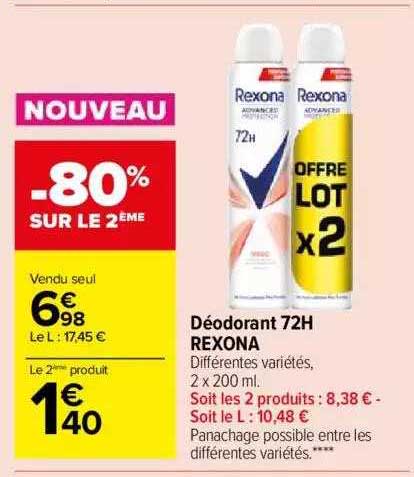 Déodorant 72h Rexona