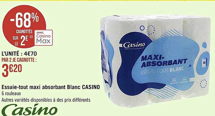 essuie-tout maxi absorbant blanc casino