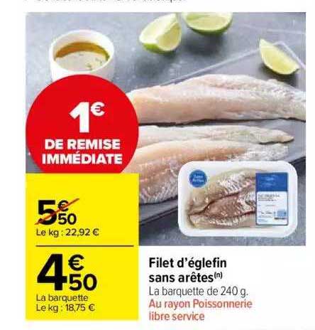 filet d'églefin sans arêtes