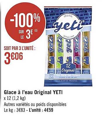 glace à l'eau original yeti
