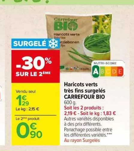 haricots verts très fins surgelés carrefour bio