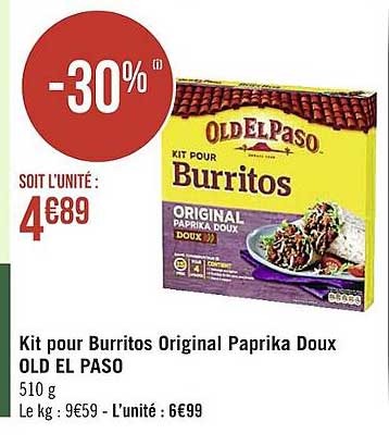 Kit Pour Burritos Original Paprika Doux Old El Paso