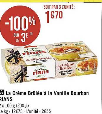 la crème brûlée à la vanille bourbon rians