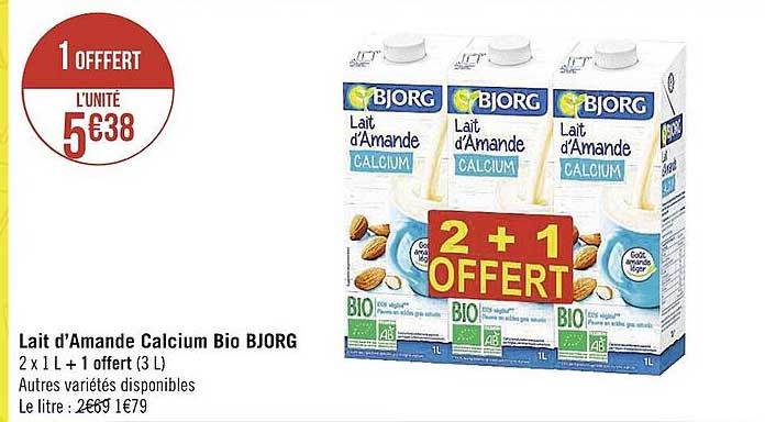 lait d'amande calcium bio bjorg
