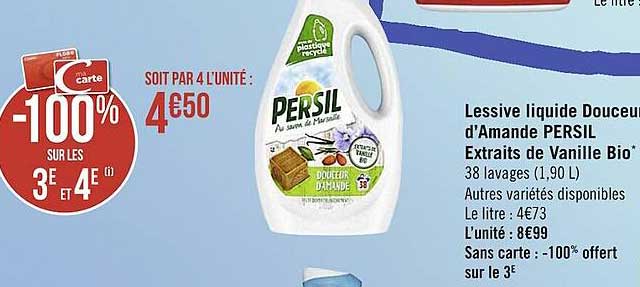 lessive liquide douceur d'amande persil extraits de vanille bio