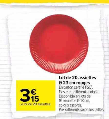 Lot De 20 Assiettes ø 23 Cm Rouges