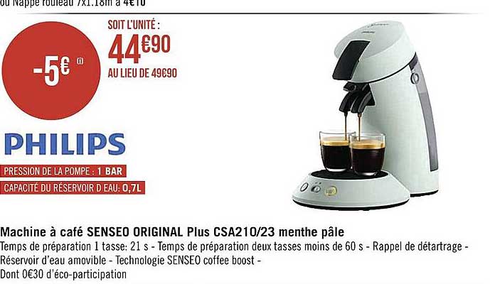 machine à café senseo original plus csa210-23 menthe pâle philips