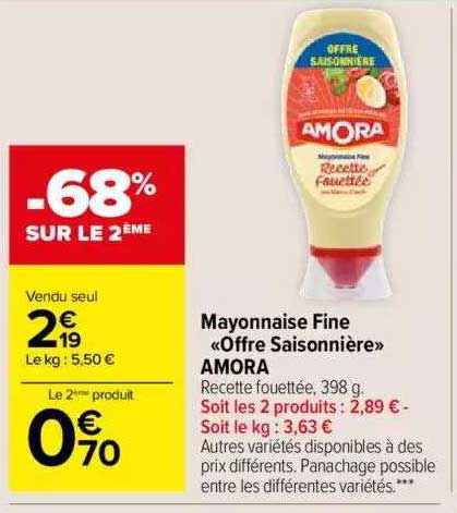 mayonnaise fine «offre saisonnière» amora