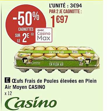 oeufs frais de poules élevées en plein air moyen casino