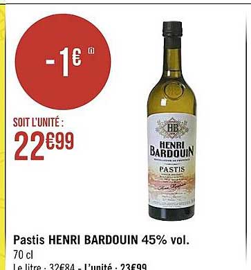 pastis henri bardouin 45% vol.