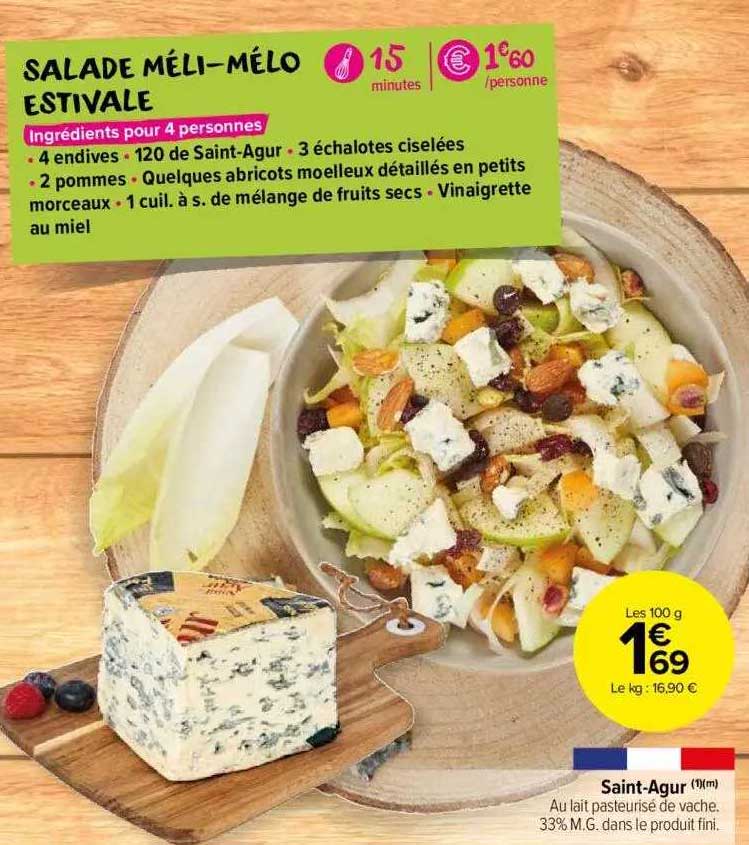 salade méli-mélo estivale, saint-agur
