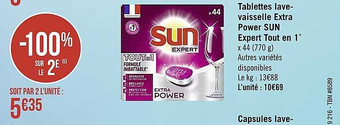 tablettes lave-vaisselle sun expert tout en 1