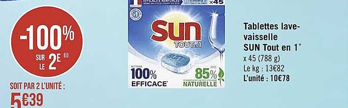 tablettes lave-vaisselle sun tout en 1