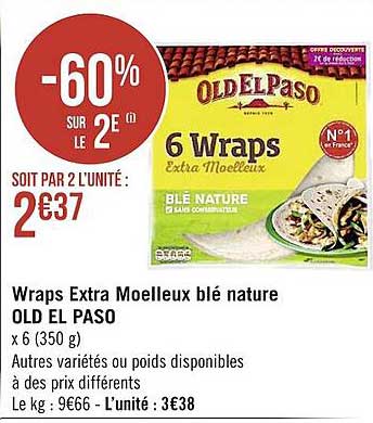 Wraps Extra Moelleux Blé Nature Old El Paso