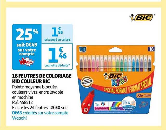 18 feutres de coloriage kid couleur bic