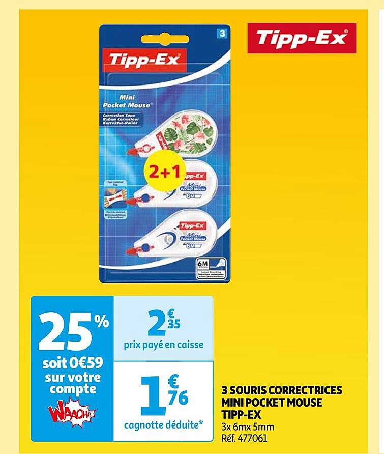 3 souris correctrices mini pocket mouse tipp-ex