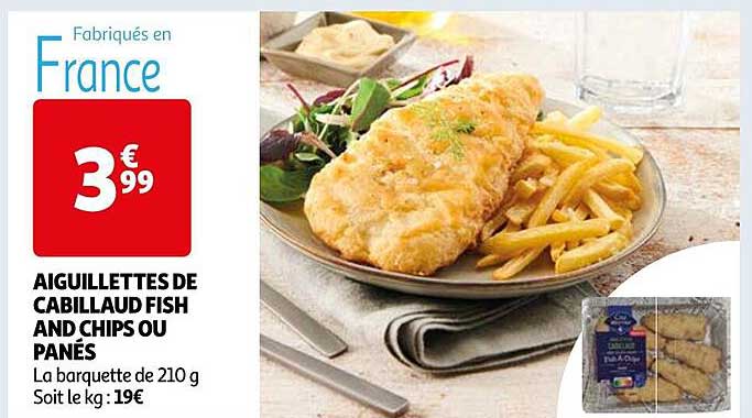 aiguillettes de cabillaud fish and chips ou panés