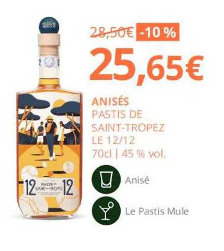 anisés pastis de saint-tropez le 12/12 45% vol