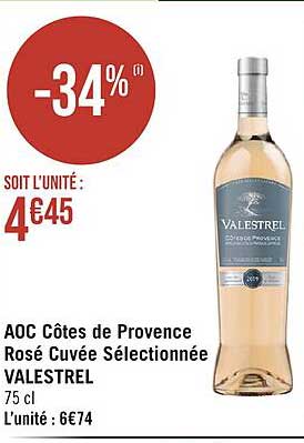 aoc côtes de provence rosé cuvée sélectionnée valestrel