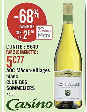 aoc mâcon-Villages blanc club des sommeliers