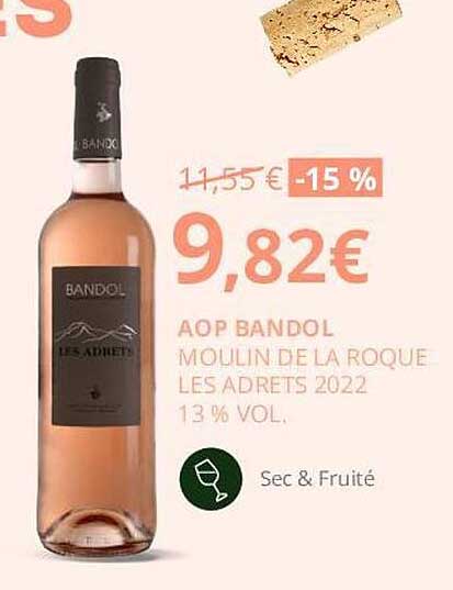aop bandole moulin de la roque les adrets 2022 13% vol.