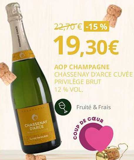 aop champagne chassenay d'arce cuvée privilège brut 12% vol.