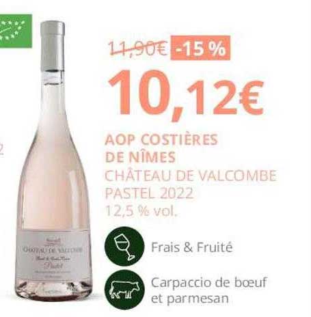 aop costières de nîmes château de valcombe pastel 2022 12,5% vol.