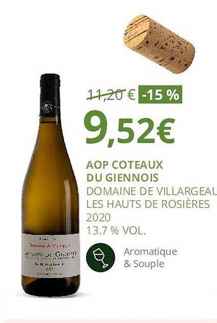 aop côteaux du giennois domaine de villargeau les hauts de rosières 2020 13.7% vol.