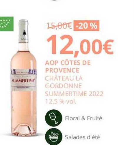 aop côtes de provence château la gordonne summertime 2022 12,5% vol.