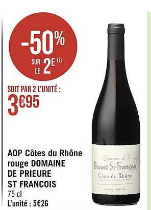 aop côtes du rhône rouge domaine de prieure st françois