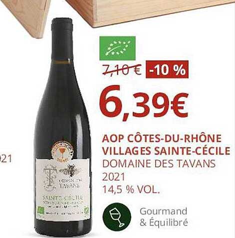 aop côtes-du-rhône villages sainte-cécile domaine des tavans 2021 14,5% vol.