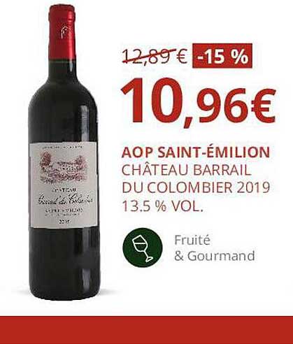aop saint-émilion château barrail du colombier 2019 13.5% vol.