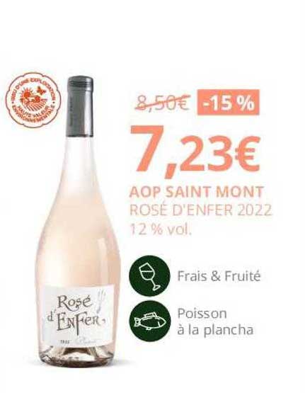 aop saint mont rosé d'enfer 2022 12% vol.